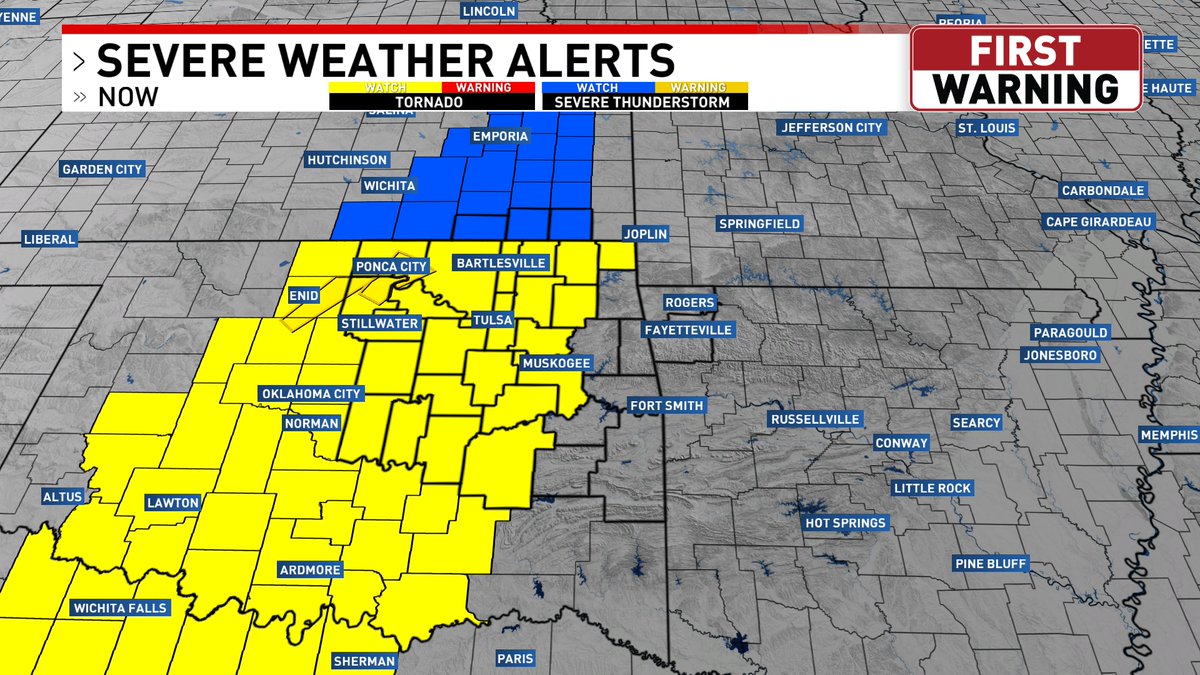 TORNADO Watch now in effect for many of our counties, including the Tulsa metro. It's time to stay plugged in. #okwx @KTULNews