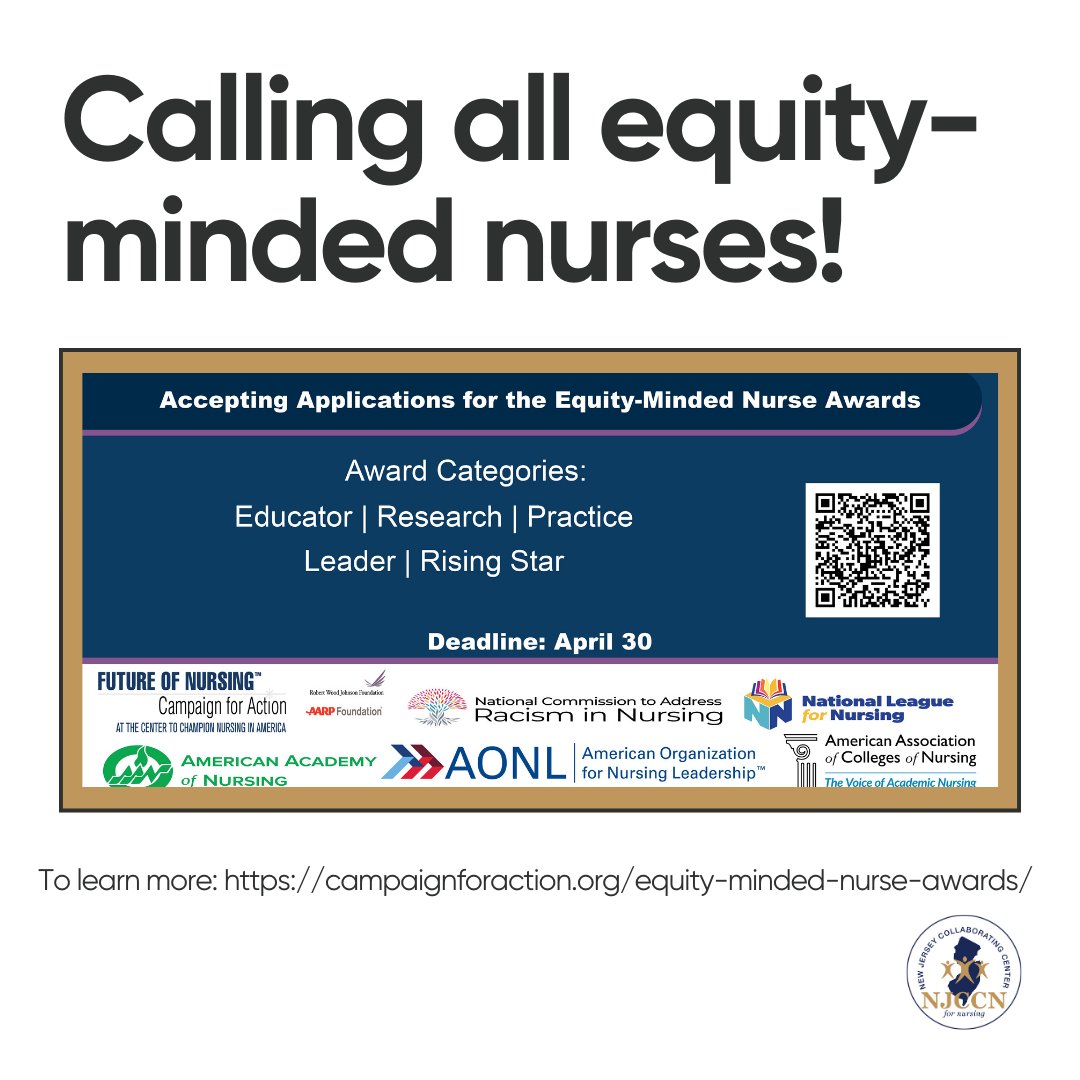 The 2024 Equity-Minded Nurse Awards recognize #nurses who are helping lead the way to #HealthEquity through practice, education, research, or leadership. Application deadline is 4/30/24. bit.ly/3OfgYZA