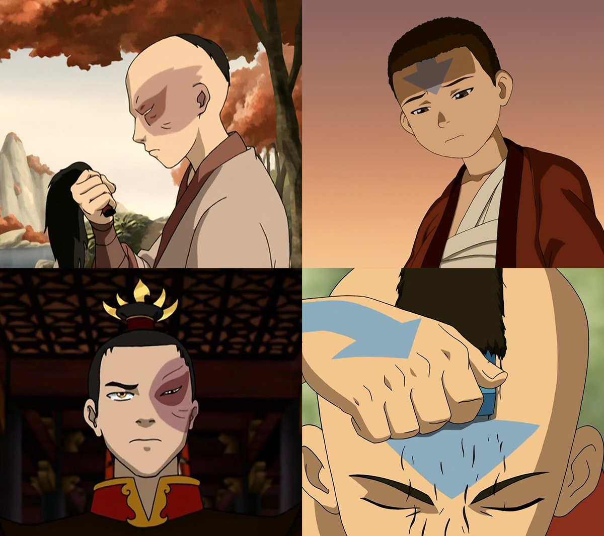 aangdaily's tweet photo. Zuko cuts his hair in shame, and grows it in redemption

Aang grows his hair in shame, and cuts it in redemption https://t.co/hKMrglF9y2
