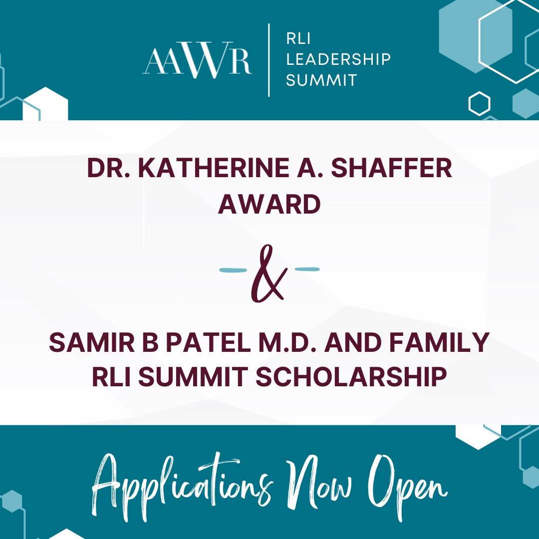 The American Association for Women in Radiology (AAWR) welcomes the submission of applications for the Katherine A. Shaffer RLI Leadership Summit Award and the Samir B. Patel M.D. and Family RLI Summit Scholarship!

Deadline to Apply: May 31, 2024

bit.ly/3CYdjKe
