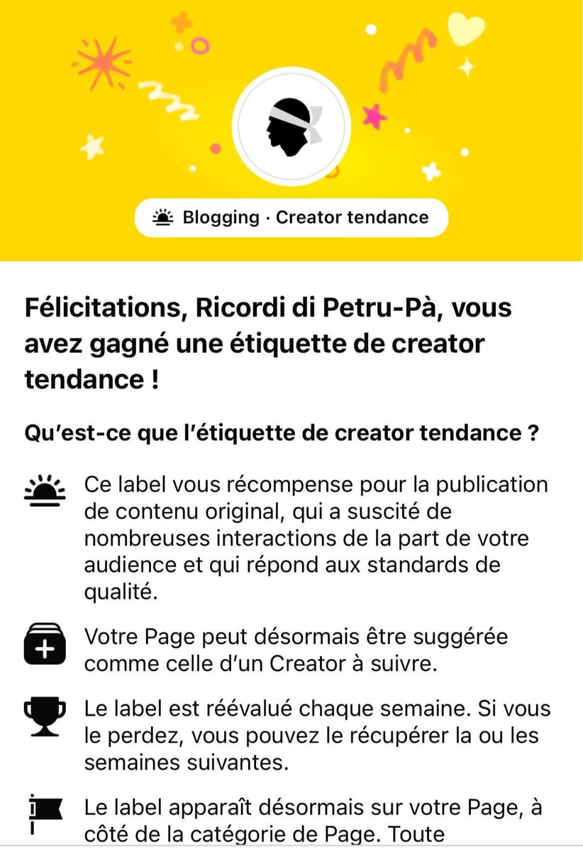 🎉 Facebook m’a ricunisciutu cume unu di i migliori creatore di cuntenutu sta settimana ! A ringrazia ti o Hubert !