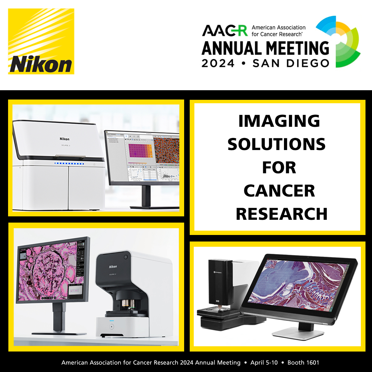 The 2024 AACR Annual Meeting #AACR24 is coming up April 5 – 10! We’ll be at booth 1601 exhibiting #Microscopy solutions for #CancerResearch, including the new ECLIPSE Ji Smart Imaging System, our latest objective lenses, and more! Click for more info: bit.ly/4afhtfD