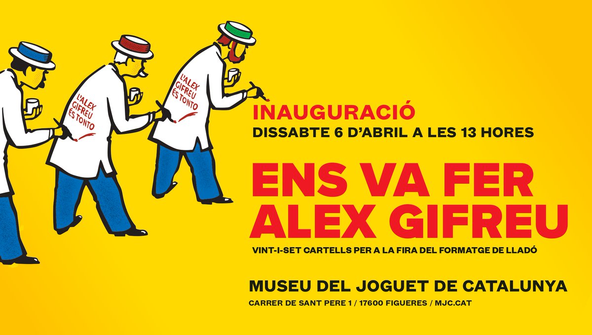 📢Atenció aquest dissabte, dia 6, a les 13h us esperem a la Sala Oberta del Museu! 🧀'Ens va fer Alex Gifreu' és una exposició que ens mostra els 27 cartells que el dissenyador Alex Gifreu ha realitzat, durant més de dues dècades, per a la Fira del Formatge de Lladó (1997-2024)