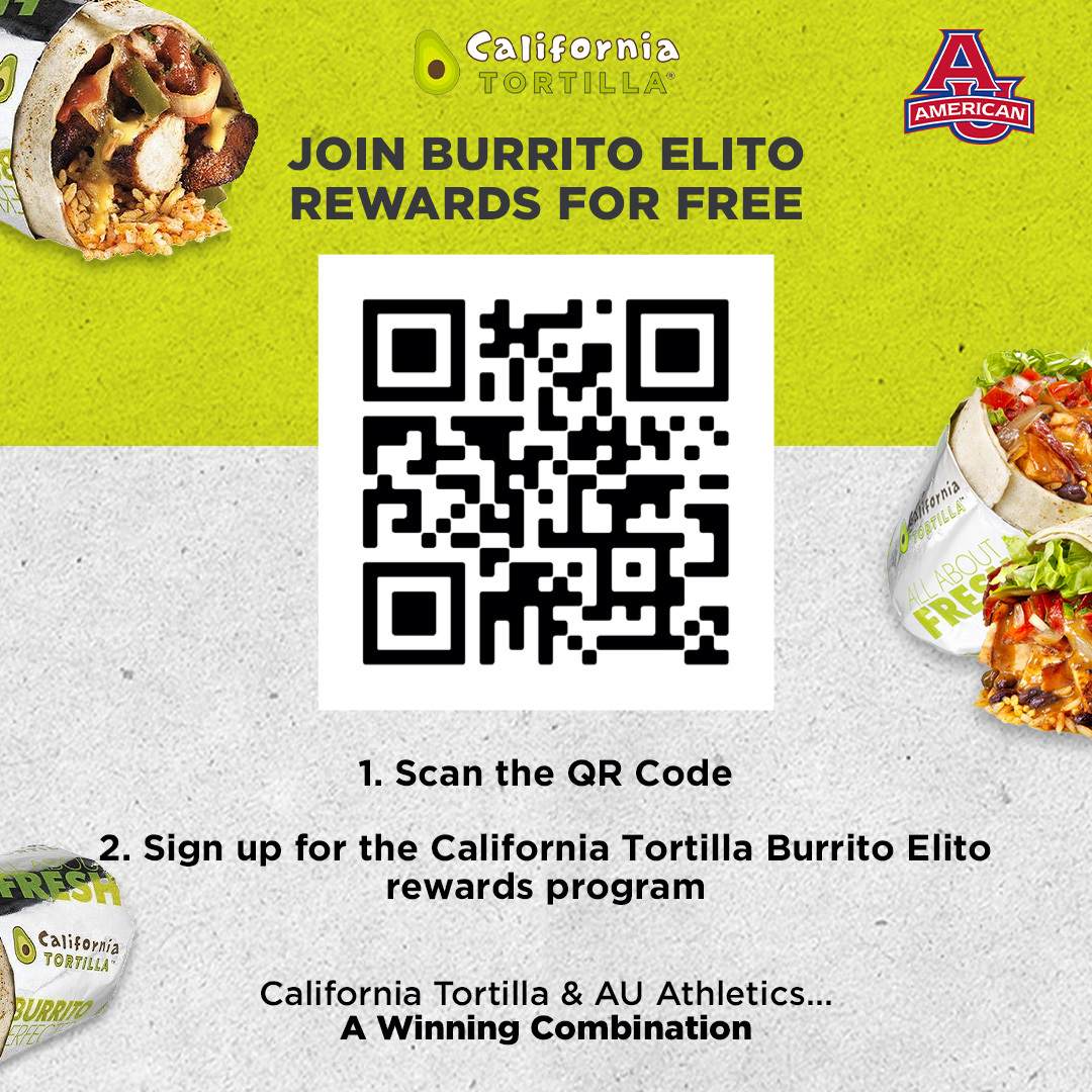 Always great to share our @caltort Burrito Elito Performers of the Month! 🌯 Our honorees for March are Lorelei Bangit of @AU_TrackXC, Maximilian Leete of @AU_Wrestling, and Alyssa Apuzzo, Hannah Spease and Becca Frank of @AU_Lacrosse!