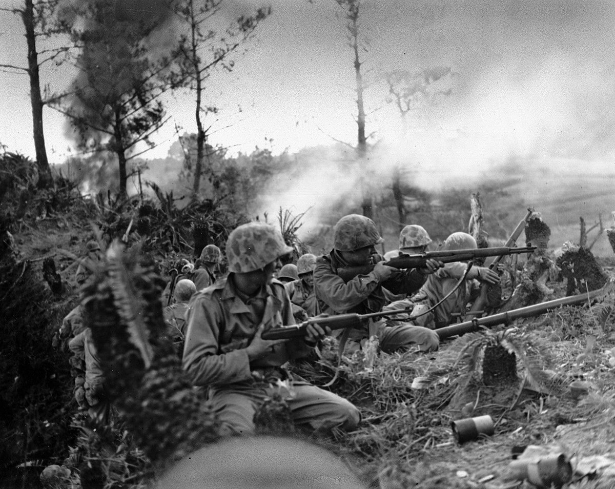 PixelPuzzlesWW2's tweet photo. On this day in 1945, the Battle of Okinawa commenced. This would be the last major battle of World War II and the largest amphibious assault in the Pacific Theater. #WW2 #WWII #OTD https://t.co/b4Dtcvnnqg