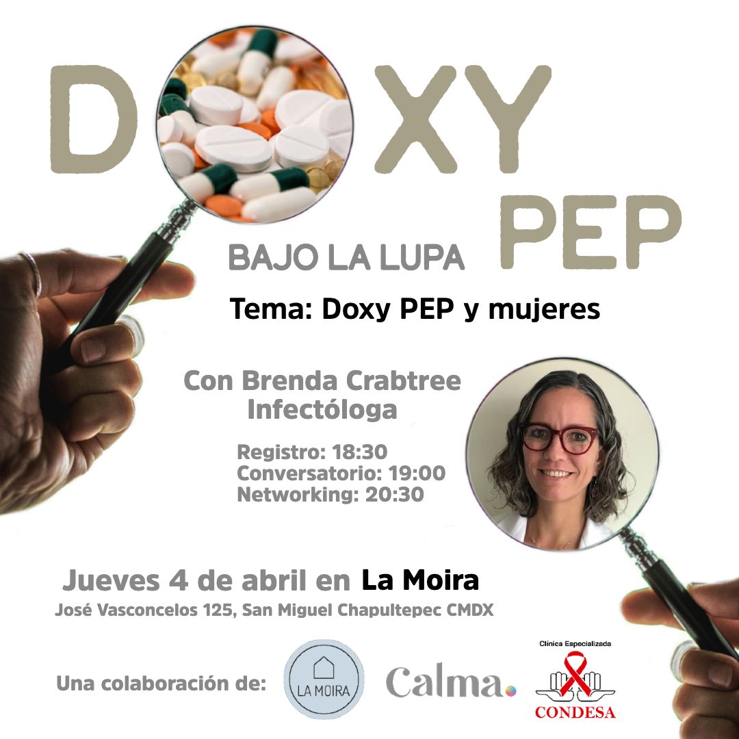 casalamoira's tweet image. ¡Estamos de regreso! 🤩
Nos vemos para una charla más de #Doxypep. Estará con nosotrxs la Dra @BrendaCrabtreeR para hablar de #Doxy y mujeres 👀
Morras, vengan y hablemos de prevención en un espacio libre y seguro 👇
Una colaboración con @CdmxClinica y @Calmaconsejeria