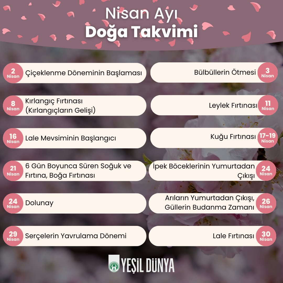 🍃 Nisan ayı doğa takvimi

#doğa #doğatakvimi