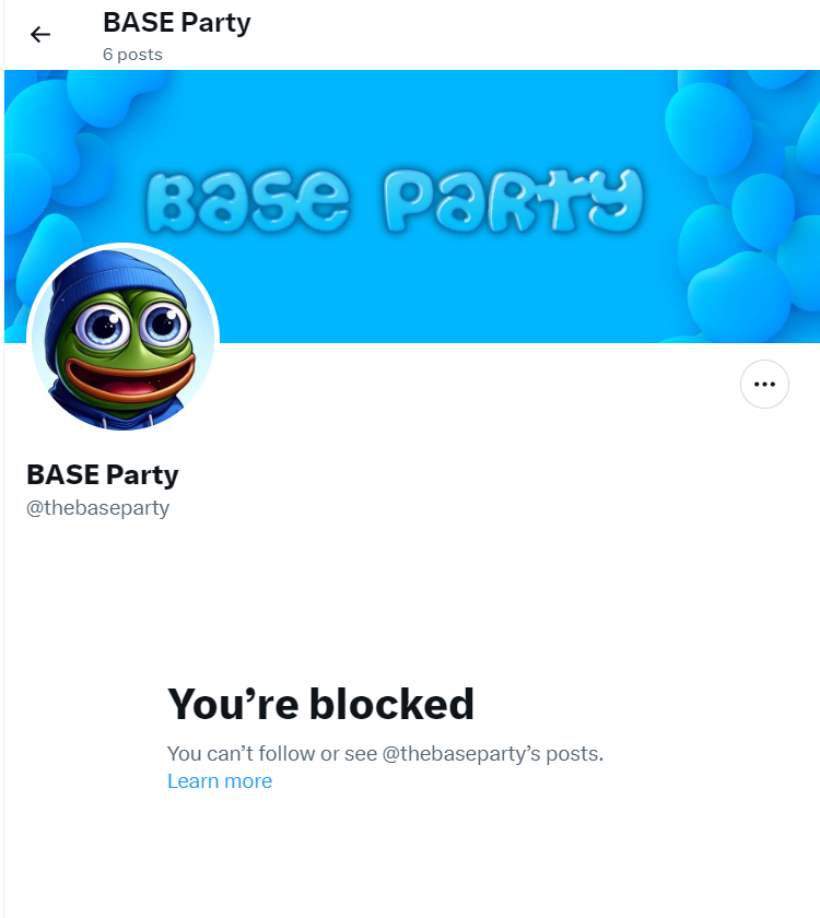 guess this is what I get for questioning why they've created 2 separate meme coins in a 2 day period. Gotta be a scam. $PARTY don't buy this 💩 coin! Did they think I wouldn't post their downfall?📷 #DYOR &amp; check their website on both accounts on DEX Screener. #BASEPartyToken