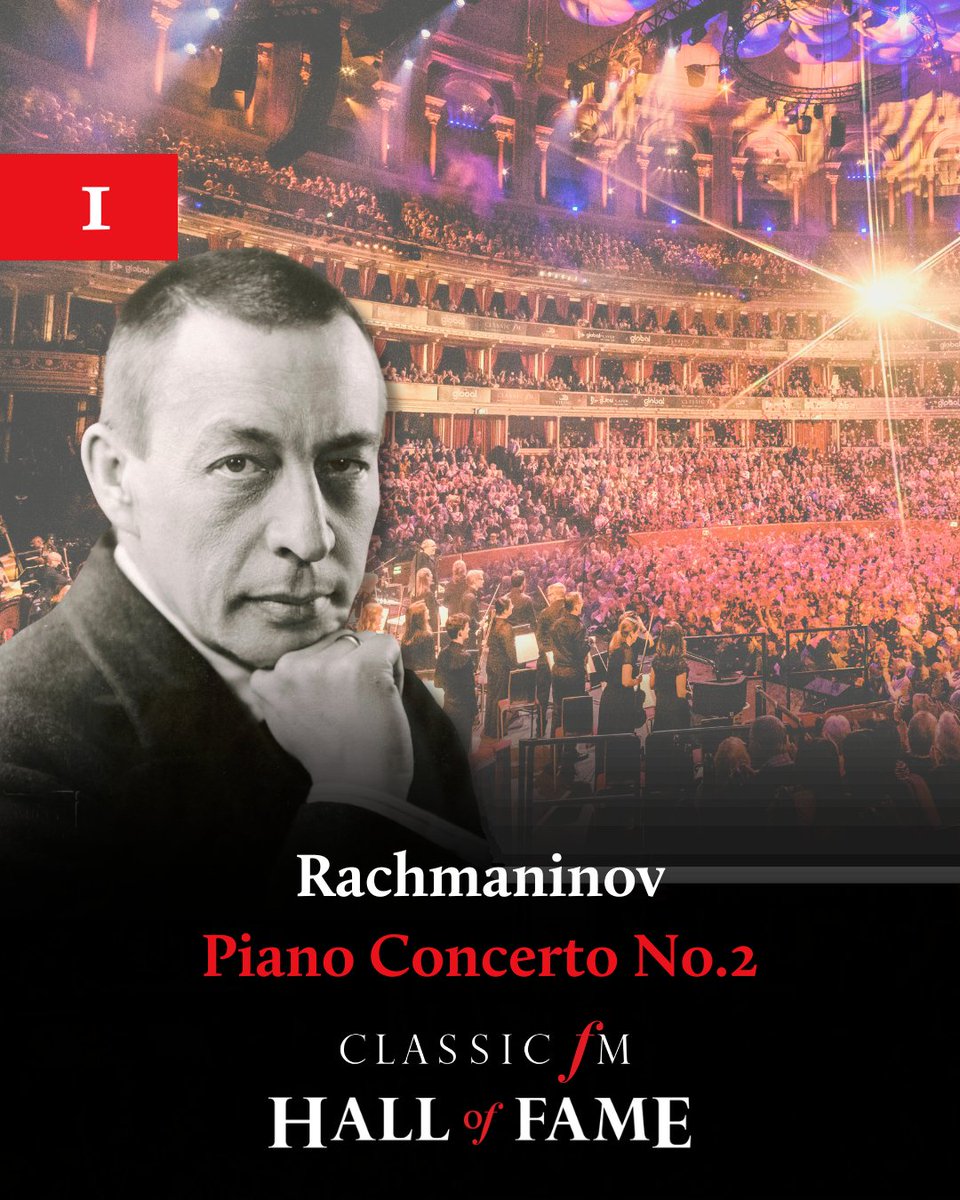 The No.1 in the #HallOfFame, just revealed by @mrdanwalker, is Rachmaninov's Piano Concerto No.2! It's been a brilliant countdown this year. Hats off to the entire @ClassicFM team - everyone has played their part, but 👏 to @RosieArnell for planning the music. A glorious weekend!