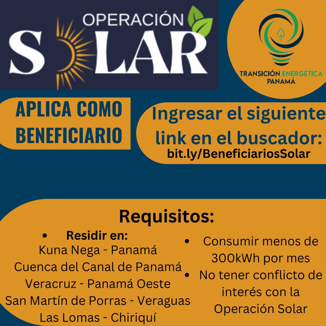 Para participar en el proceso de selección como beneficiario de la #OperaciónSolar, las familias deben postular sus viviendas (ingresar mediante el siguiente link: bit.ly/BeneficiariosS…)