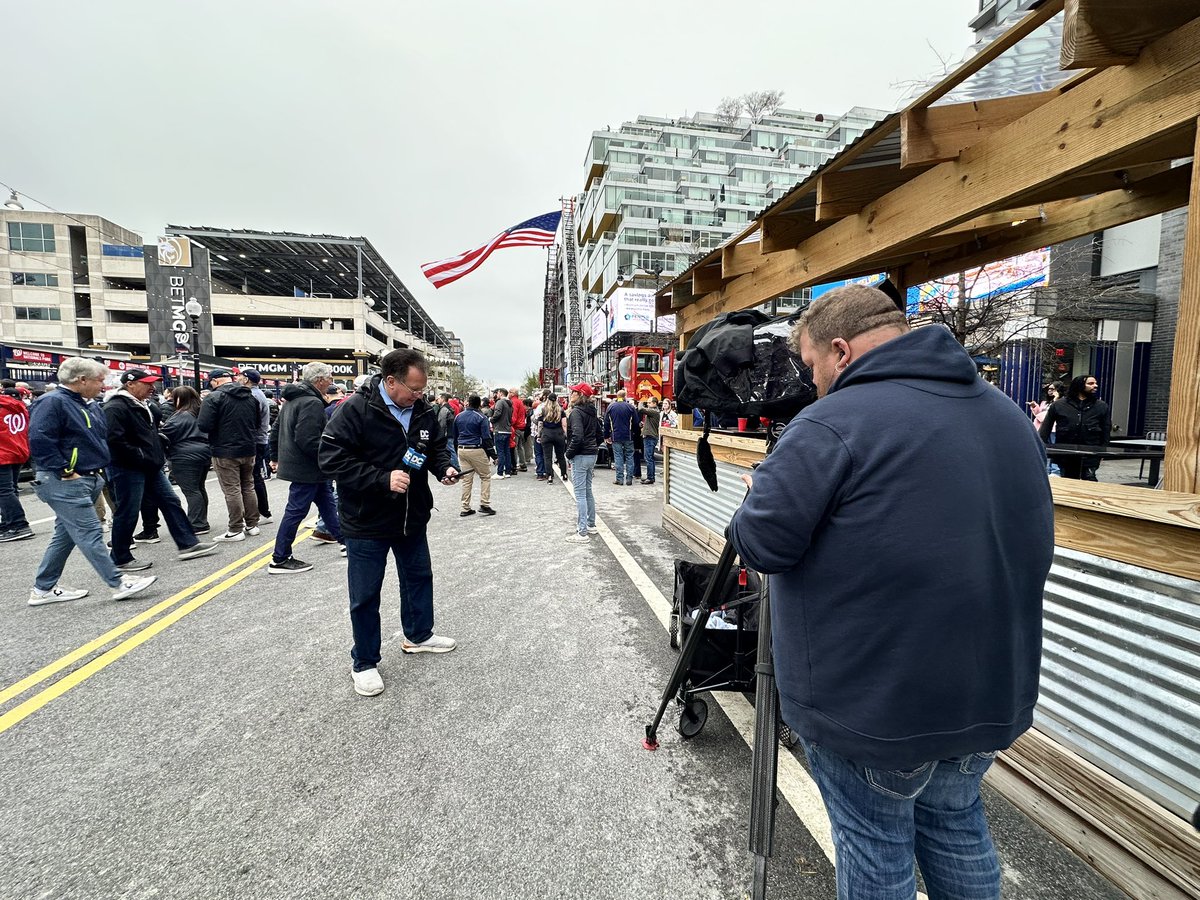 DCNewsNow's tweet image. Tune in to DC News Now for a live look from Nats Park on @Nationals opening day from @daveleval_news @Poth2887