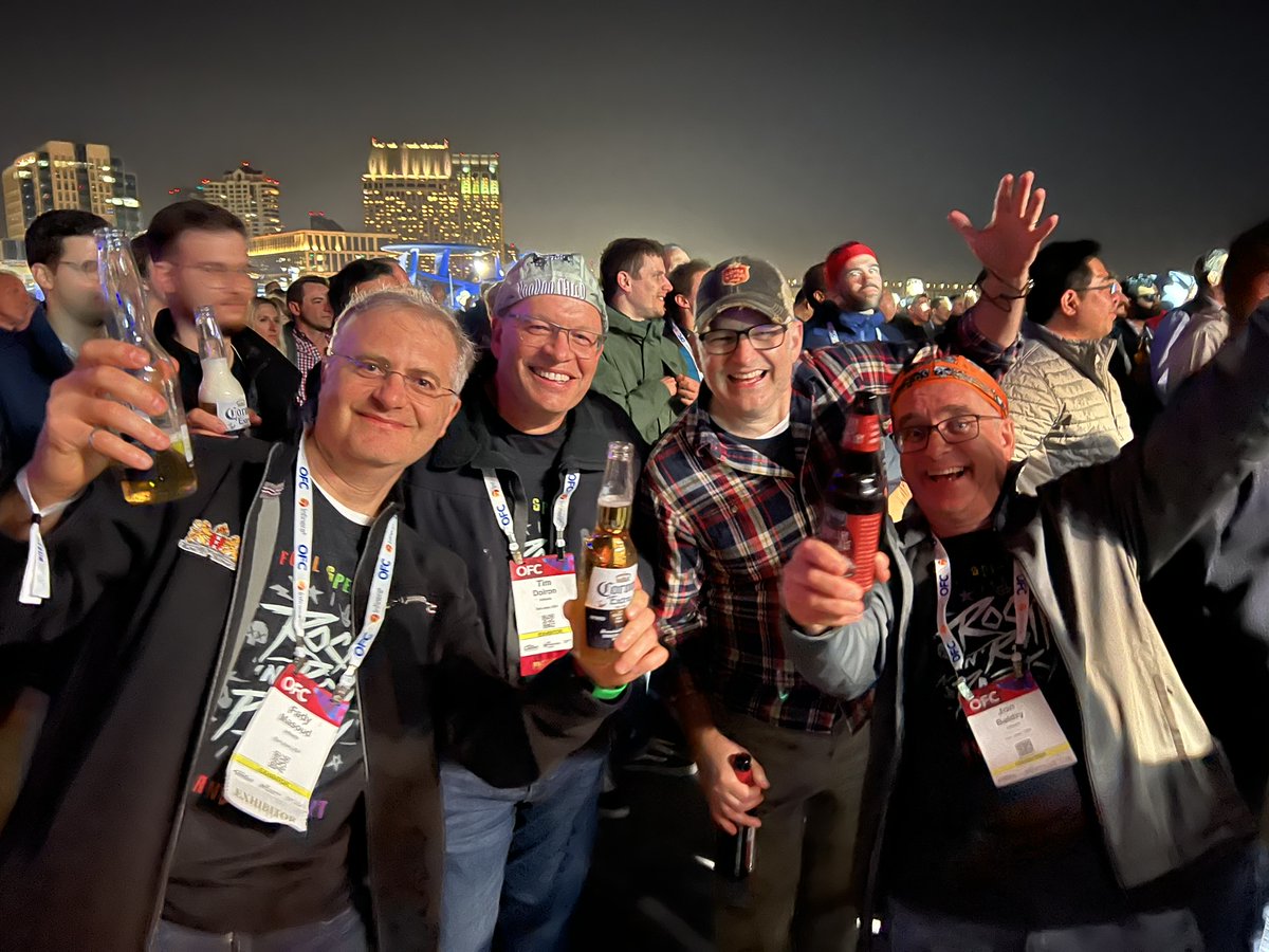 #OFC2024 / #OFC24 was a ton of work, but we had a little fun on Wednesday night. Hairball on the USS Midway flight deck was amazing. See you all in San Francisco for 2025.  <a href="/JonBaldry70/">Jon Baldry</a> Fady Masoud, <a href="/kurt_raaflaub/">Kurt Raaflaub</a> <a href="/Infinera/">Infinera</a>