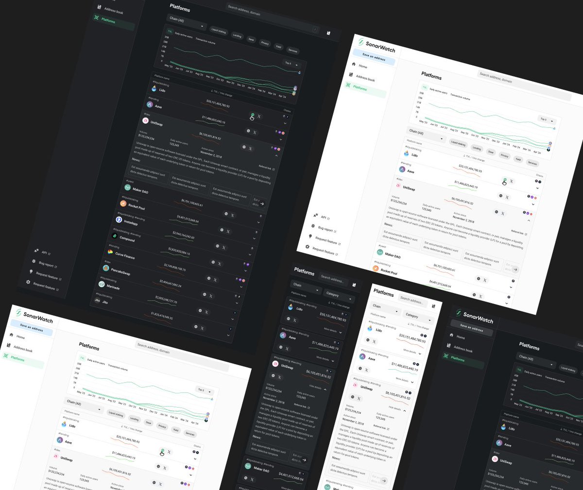 Long time no Twitter GM. Sharing now the redesigned version I've made for <a href="/Sonarwatch/">SonarWatch (🐱, 🐐)</a> together with my fren <a href="/joha4123/">Joha4123</a> 

It was a nice challenge 🫡 
Design: bit.ly/3xjewMR
Prototype (steps in the prototype description): bit.ly/3VCeg5y

<a href="/0xGeninsus/">0xGeninsus</a> @SuperteamDAO
