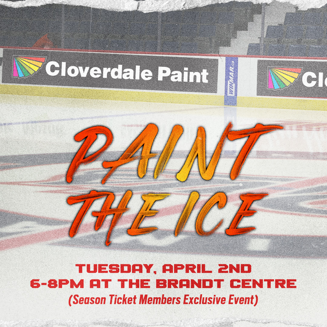 🎨 Get ready to unleash your creativity! 🖌️ Join us for the Paint the Ice event on April 2nd at the Brandt Centre from 6-8PM! 🏒 Exclusively for our season ticket members, it's your chance to leave your mark on the ice! Don't miss out! Sponsored by @CloverdalePaint