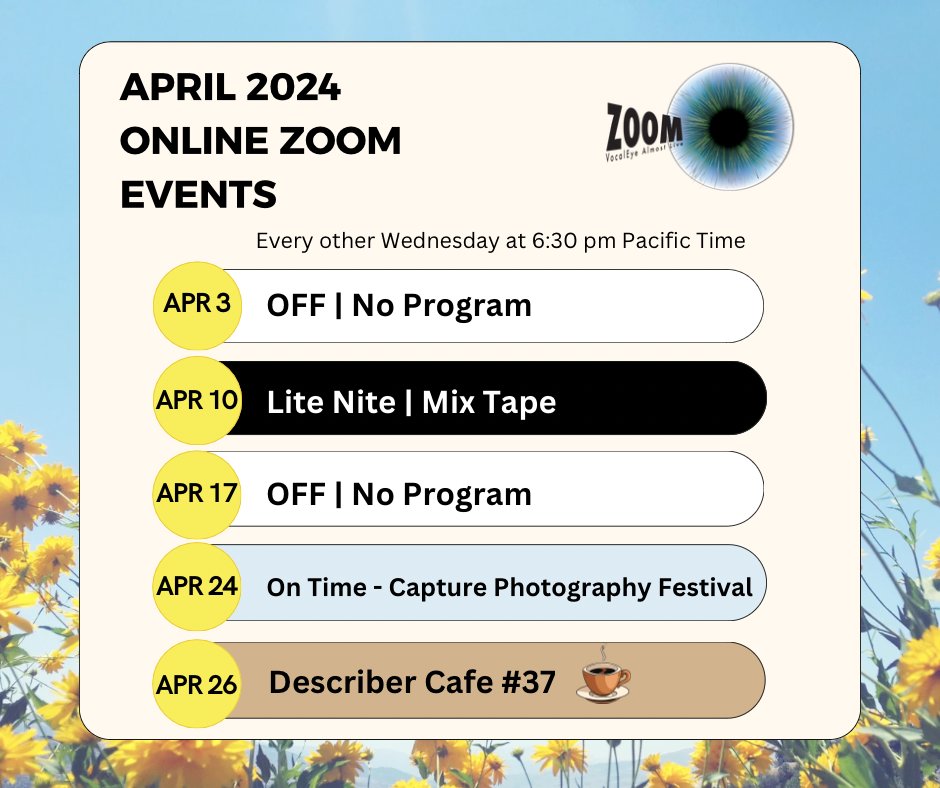 🧿))) A reminder that there is no #AlmostLive Zoom event this week and as of April, VocalEye will be introducing “Half Time“ and our new “Lite Nites” series. For the schedule, visit: vocaleye.ca/event-category… OR sign up for our e-newsletter! bit.ly/VENewSubscribe