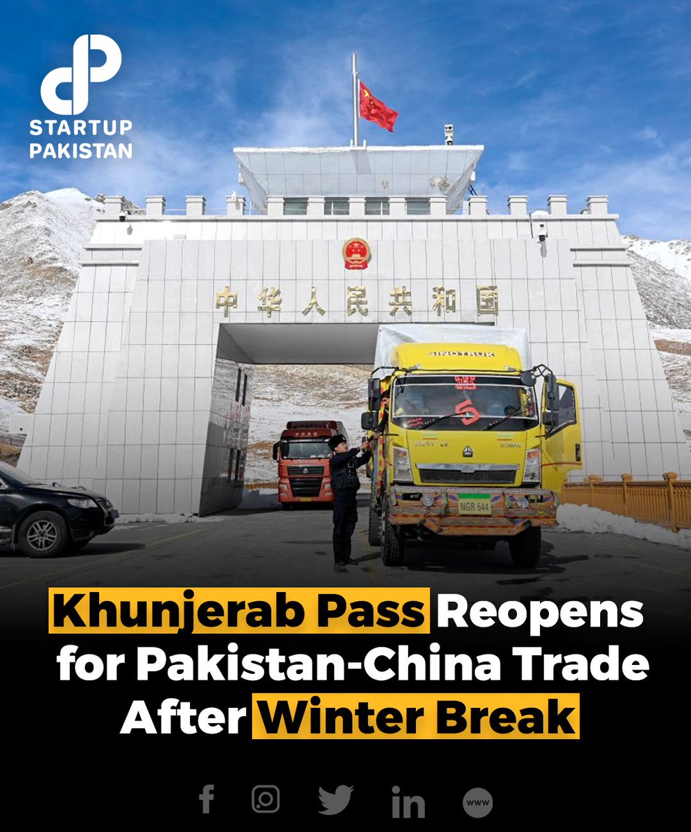 The Khunjerab Pass, a vital trade route, has reopened following a four-month winter hiatus, with more than a dozen trucks transporting goods from China into Pakistan, marking the commencement of the new trade season.

#Pakistan #China #Trade #Khunjerabpass #Winterbreak