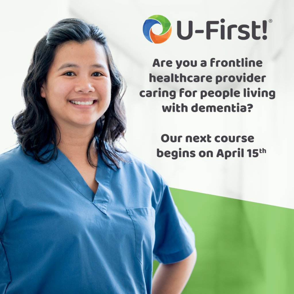 Are you a frontline healthcare provider? Enhance your dementia care skills by completing the Alzheimer Society of Ontario’s U-First!® online course. Our next asynchronous course begins on April 15th. Registration will close on April 14th. Register here: bit.ly/3Yj7wZA