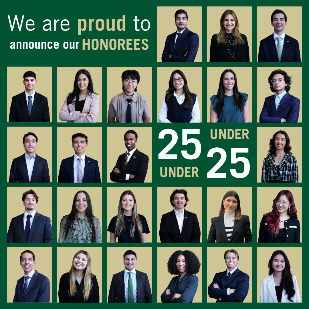 We are pleased to announce the @USFMuma 25 Under 25 Award honorees for 2023-2024! They embody intellect, dedication, and a commitment to community engagement! Learn more about them at usfbusiness.com and vote for your favorite to win the Most Remarkable competition. #USF