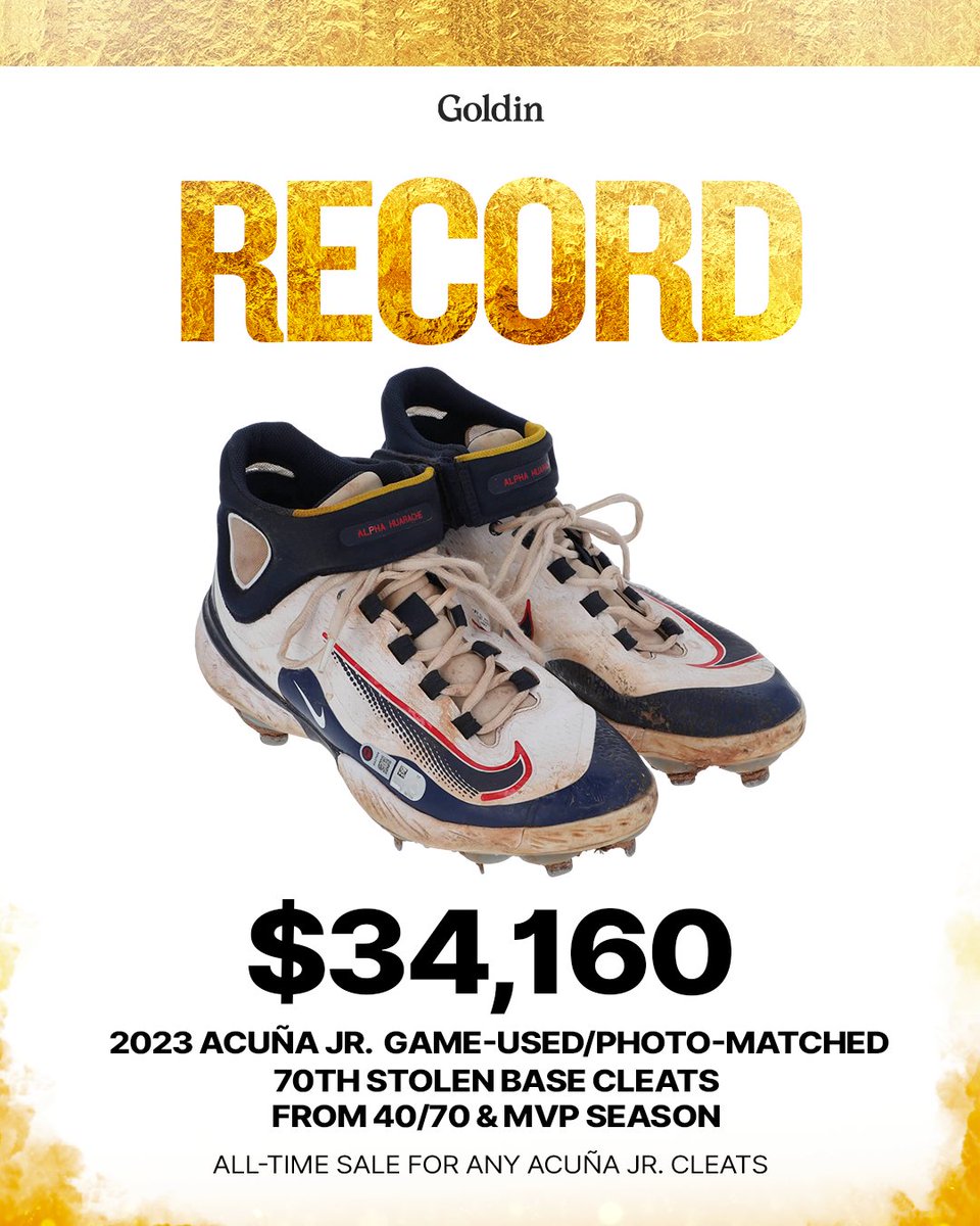 HISTORIC SALES FROM A HISTORIC SEASON ⚾ Email sell@goldin.co if you have any Ronald Acuña Jr. collectibles for one of our upcoming auctions 🤝