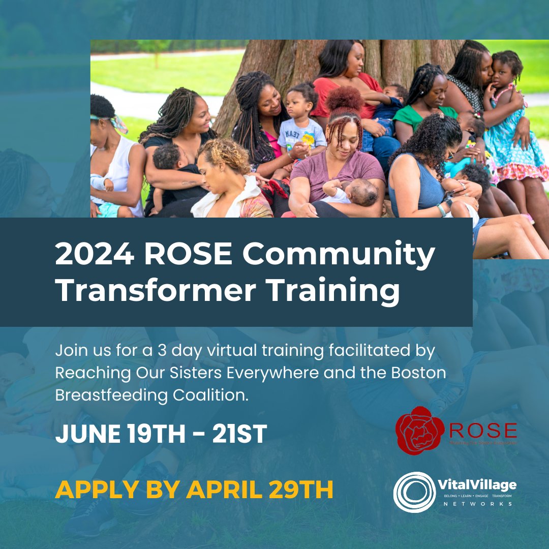 We are thrilled to announce that applications are open for the 2024 ROSE Community Transformer Training! Join us for this three-day training on providing peer breastfeeding support. Learn more about this opportunity and apply today – cutt.ly/rosetraining20…