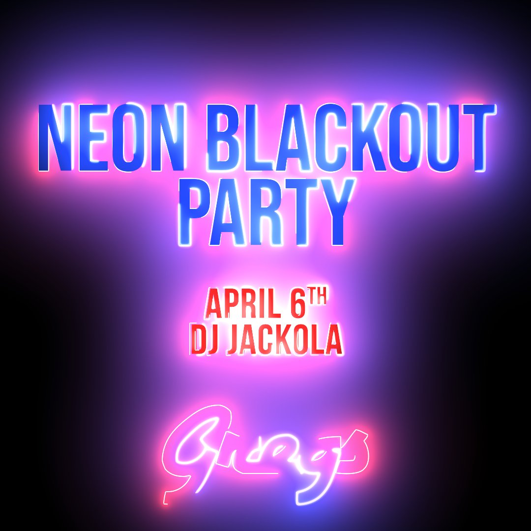 Who's ready for things to get a little dark? Coming up this weekend, it's the next installment of the Neon Blackout Party. 

We'll turn the regular lights down, and the blacklights up, starting at 10:00pm.

DJ Jackola will be in the booth to keep you dancing.