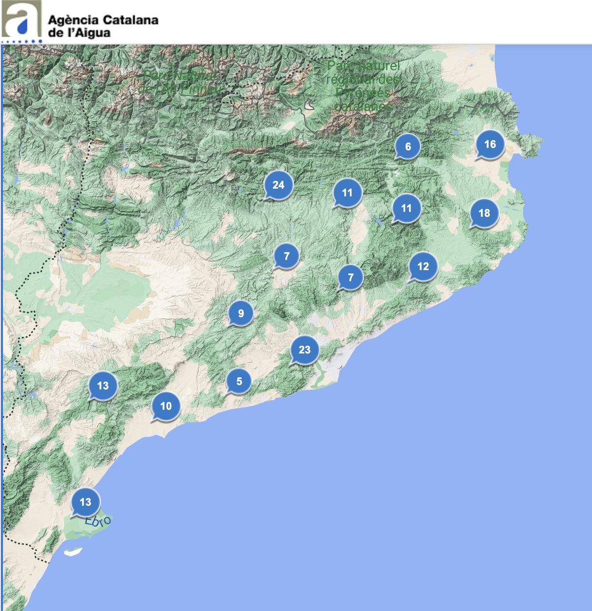 Consulta en temps real el nivell d'aigua que hi ha als embassaments Mapa de l'Agència Catalana de l'Aigua: aca-web.gencat.cat/sentilo-catalo…