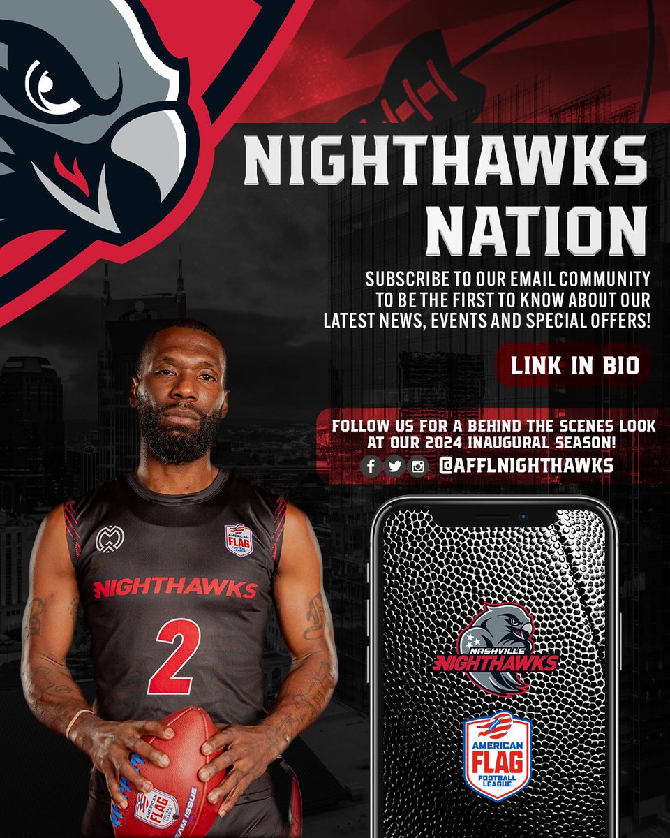 Be the first to know all @FlagFootball news with Nighthawks Nation! 🦅 Get insider updates and team news delivered straight to your inbox.🏈 📧 mailchi.mp/649300eb7aa5/n…