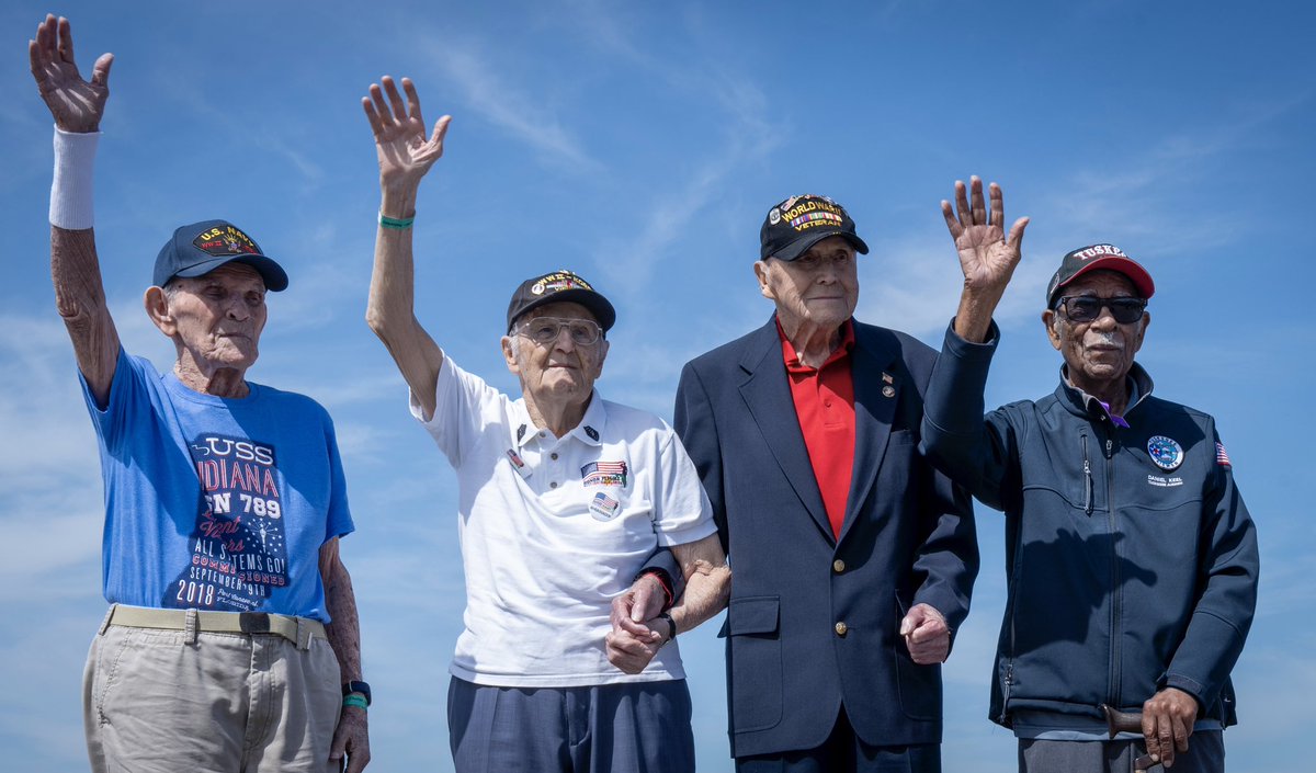 World War II veterans are honored for their contributions to the United States during Tampa Bay AirFest at MacDill AFB, March 30. (Left to right) Vernon Cummings, O’Neil Ducharme, Robert Bouley, Daniel Keel.