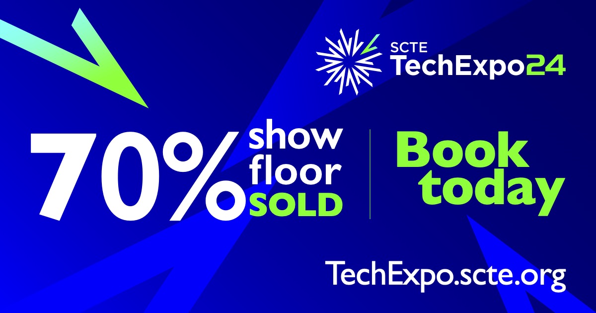 Don't miss the biggest event of the year for the #broadband industry! Join the who's who at #SCTE #TechExpo24. With 70% of our show floor already sold out, spaces are filling up fast! Secure your spot as an exhibitor today & catapult your business: techexpo.scte.org