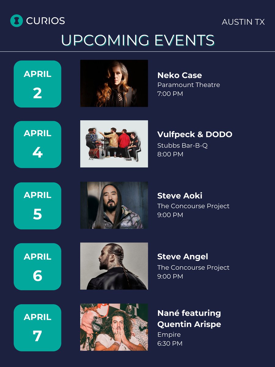 Join us as we say hello to April and the incredible list of bands and artists coming to Austin this month! Get ready to rock the stage and groove with us as we jam out together during this week's lineup of epic events. Let's make memories, create magic, and celebrate the soulful…