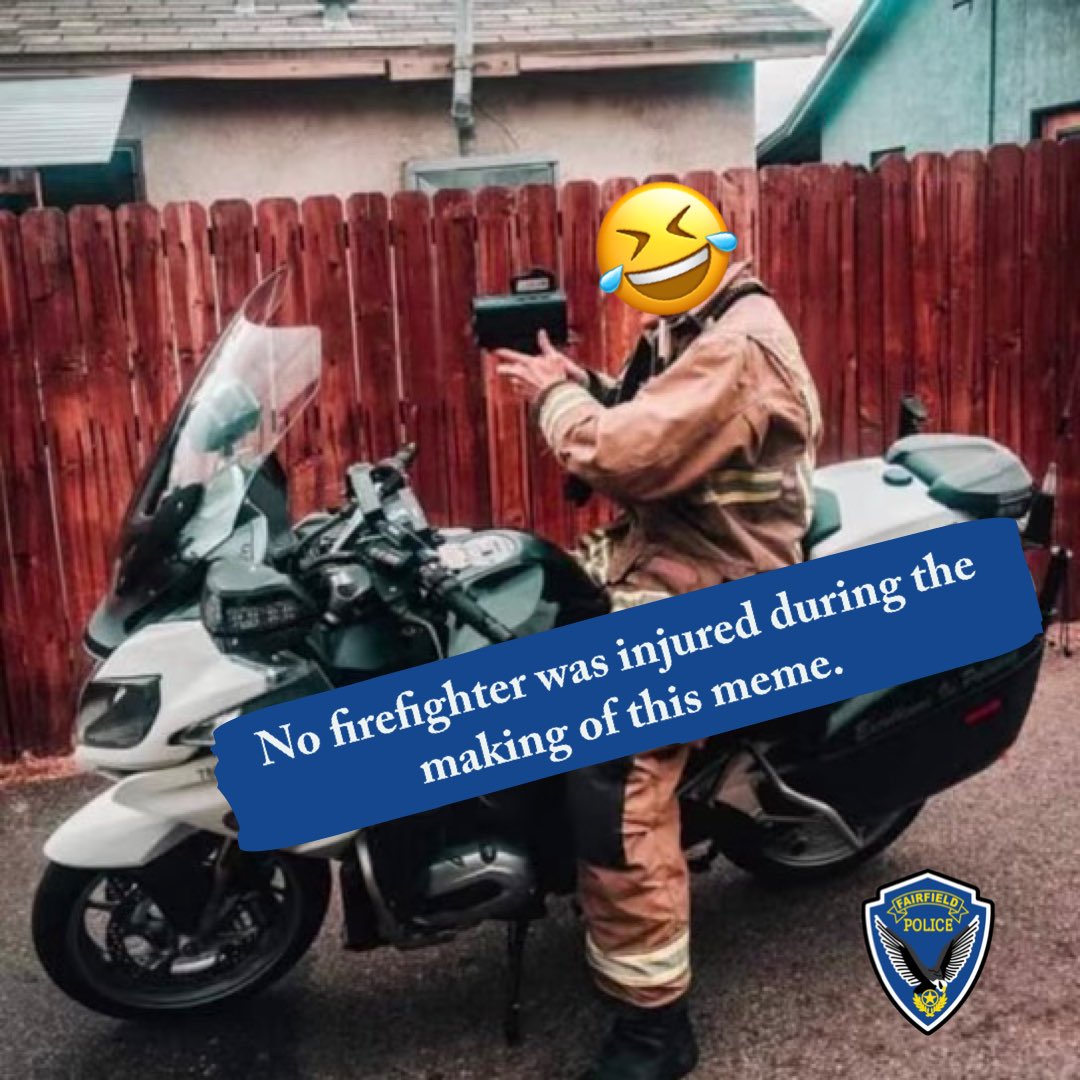 **Press release** @Fairfieldfire spotted with #FFPD motor units today. This traffic enforcement pilot program will run through the end of the day. #AprilFoolsDay2024