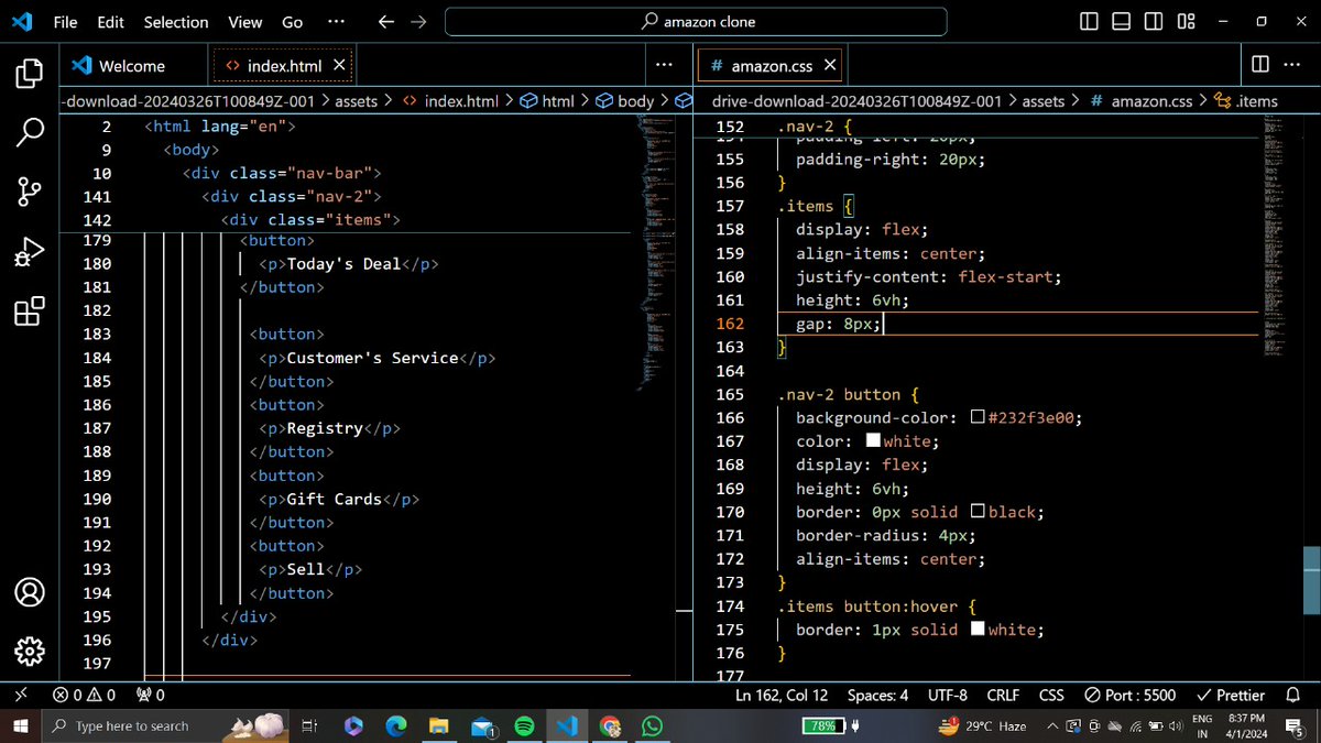 anushree_0805's tweet image. Today I have started with the Amazon clone website 😀 
#day1ofcode #30dayofcode