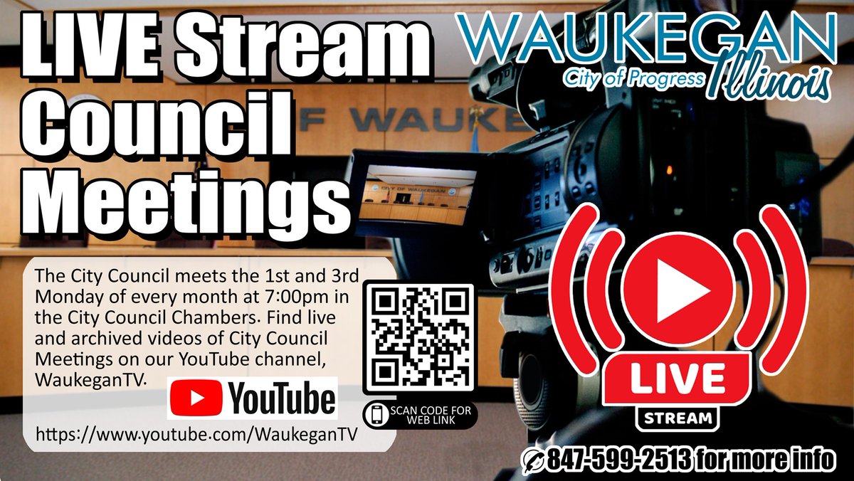 The Waukegan City Council meets tonight, April 1st, at 7pm in the City Council Chambers at Waukegan City Hall. The public is invited and the meeting is also streamed live on our YouTube Channel, youtube.com/waukegantv . Meeting agenda may be found at  go.boarddocs.com/il/cowil/Board…