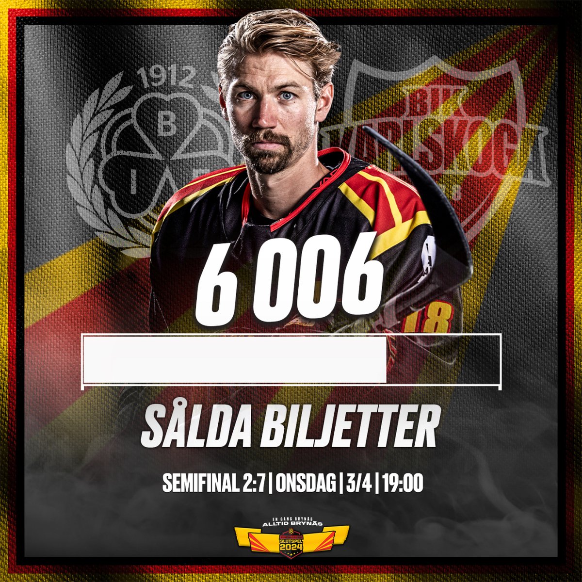 1–0 i matcher! ✅

👊 På onsdag går vi för ny seger i semifinal 2:7 på hemmaplan.

🎟️ Gör som cirka 6000 andra – säkra din biljett nu på brynas.se eller i Brynäsappen!