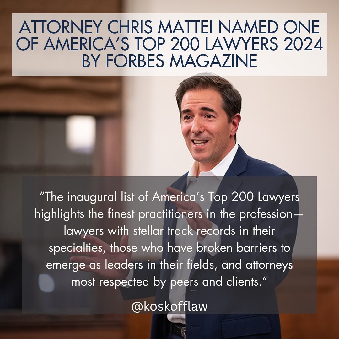 We are so proud of the work Attorney Chris Mattei has done in his incredible career, and are thrilled that he has been named by @Forbes as one of America’s Top 200 Lawyers for 2024. #ForbesTopLawyers