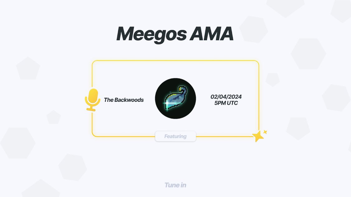 🌟Meegos AMA. Tune in to our AMA with @TheBackwoodsSol & @AlexBSLCo 🙌🏻 ⏰ Tuesday, April 2nd - 5PM UTC. Set your reminder. 👇 twitter.com/i/spaces/1vOxw…