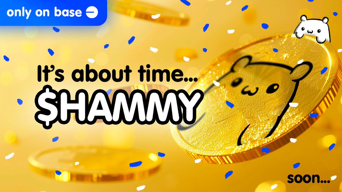 It's coming... 🪙 $HAMMY Coin on @base 🪙 Guide on how to get the first Airdrop 1. Like this Tweet ❤️ 2. Tag some friends 🐹🐹🐹 3. Leave your Base wallet (same as your ETH one, most likely). 🧵 1/3
