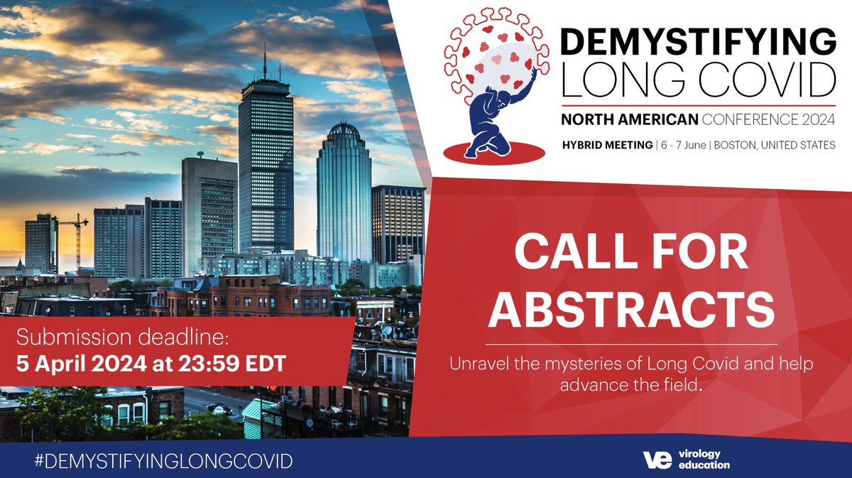 Sharing on behalf of @Academic_MedEdu. Abstract submissions are open for their upcoming event 'Demystifying Long COVID North American Conference 2024.'​ Submission Deadline: April 5, 2024​ Conference: June 6-7​ Learn more & submit abstracts: bit.ly/3VzY3xI​ #LongCOVID