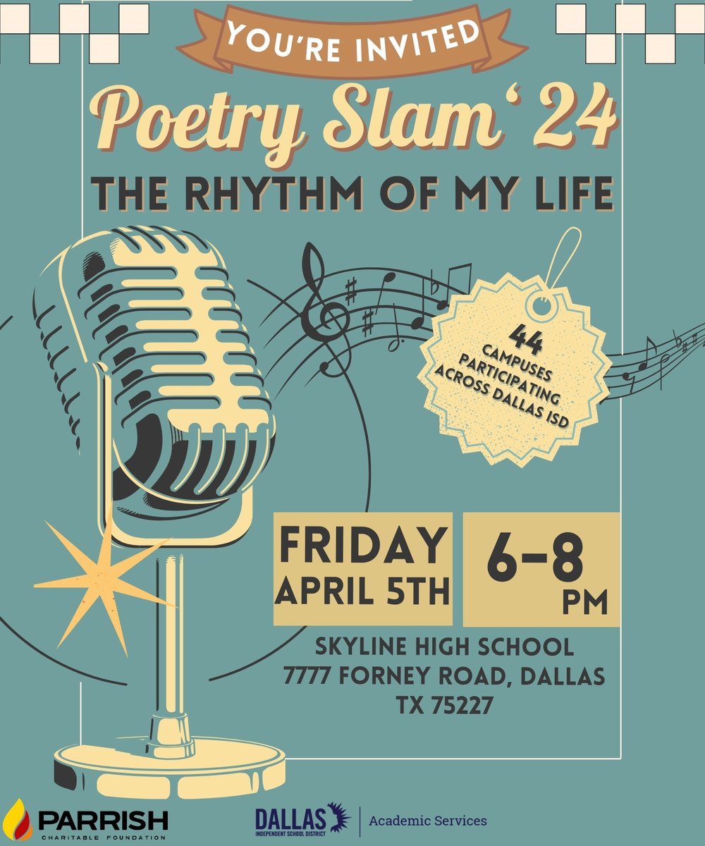 Join us this Friday evening for our district Poetry Slam!