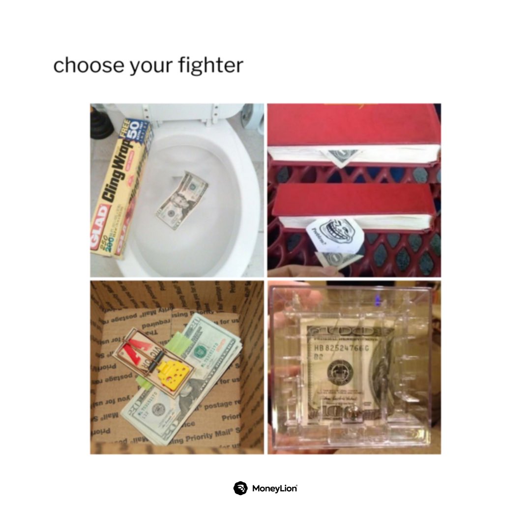 MoneyLion's tweet photo. Which of these money pranks would you pull this #AprilFoolsDay? ๐ธ Tag who you know would fall for it in the comments โฌ๏ธ๐
#MoneyLion #pranks #moneyprank #aprilfools #money #moneymeme #chooseyourfighter #tagyourself https://t.co/CTjRg7306T