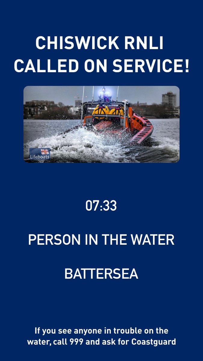 Chiswick lifeboat launched on service! (Click picture for details - Battersea) #SAR #Lifeboat #London #RNLI @RNLI #Rescue #savinglivesatsea