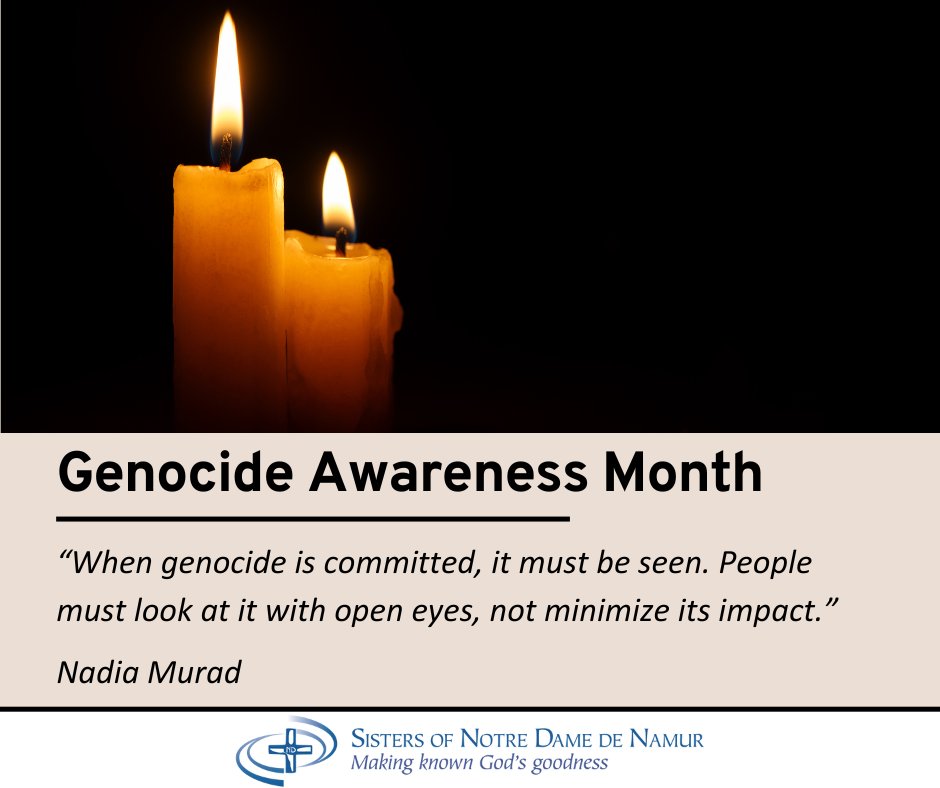 SNDdeN_EastWest's tweet photo. April is #GenocideAwarenessMonth. This month and always, we stand for justice, peace and dignity for all. We pray for the victims of genocide and commit ourselves to the remembrance of these atrocities.
#MakingKnownGodsGoodness https://t.co/BevwZXrkSa