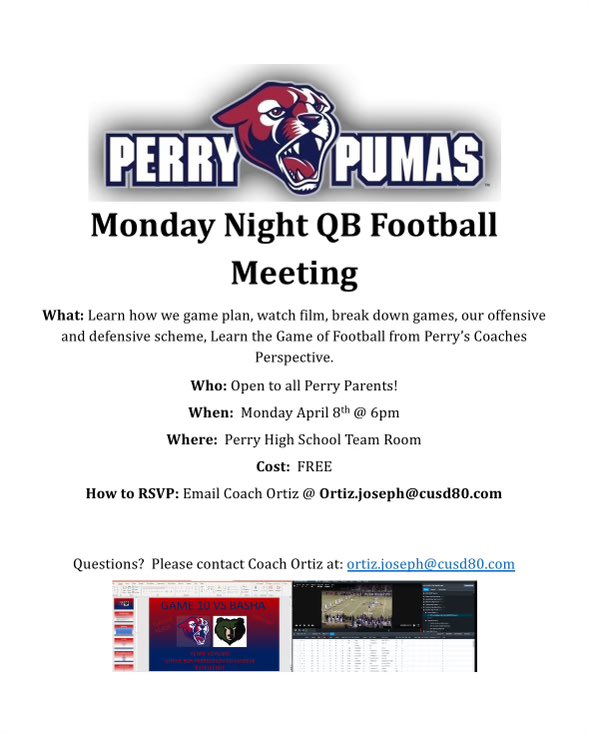 perrypumas's tweet photo. 📢Parents…join the #PumaNation Coaches Monday, April 8th at 6 PM in team room! #PumaWay is 🔥🔥🔥🔥 RSVP Today! https://t.co/TzLrUyZXCQ