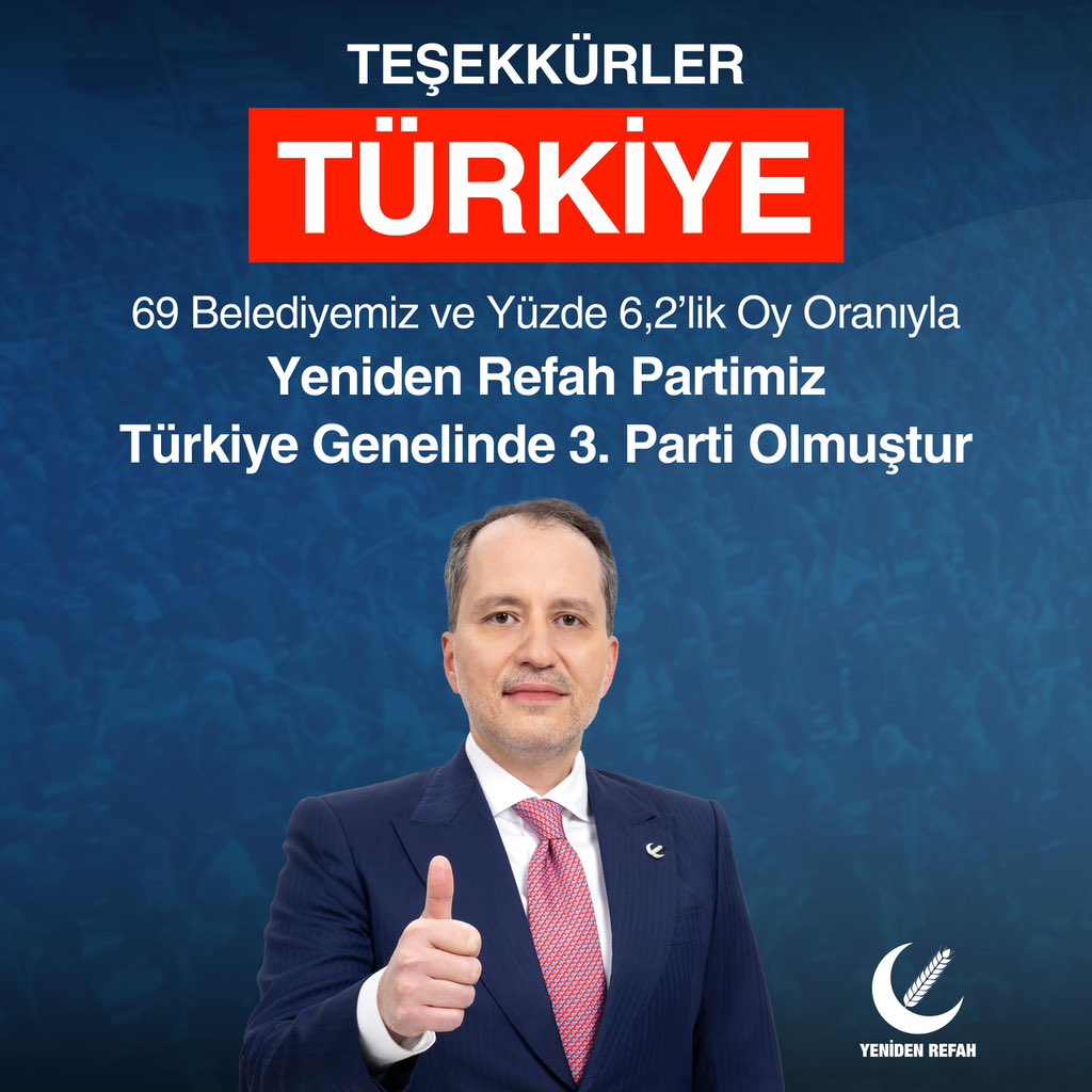 Teşekkürler Türkiye! #FatihErbakan #YenidenRefahPartisi #YenidenRefah #YenidenErbakan