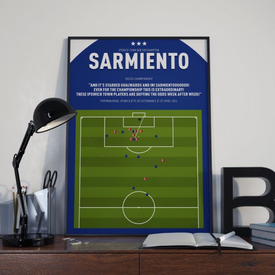 We've teamed up with @PixelPrintDZN to giveaway a print of Sarmiento's winner against Southampton! To enter: 👊 Follow @IpswichCulture and @PixelPrintDZN 🔁 RT This tweet Winner announced Wednesday evening! #ITFC 🔵