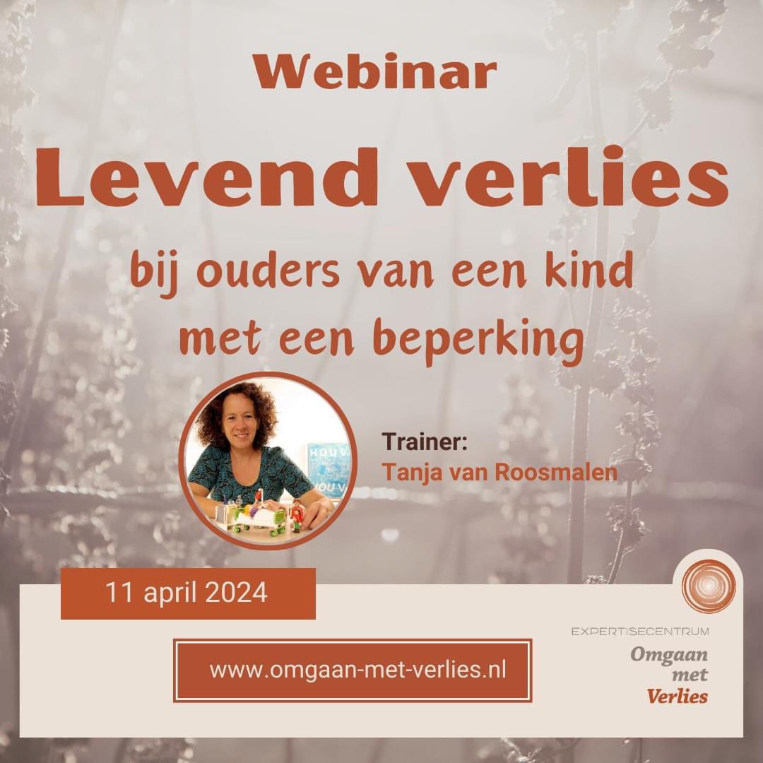 Op donderdag 11 april verzorg ik een laagdrempelig webinar voor professionals over levend verlies bij ouders van een kind met een beperking. Van 19.30-20.30u.

Met oa. aandacht voor de vraag of ‘acceptatie’ een noodzakelijk streven is.
Benieuwd? Welkom!

omgaan-met-verlies.nl/ons-aanbod/art…