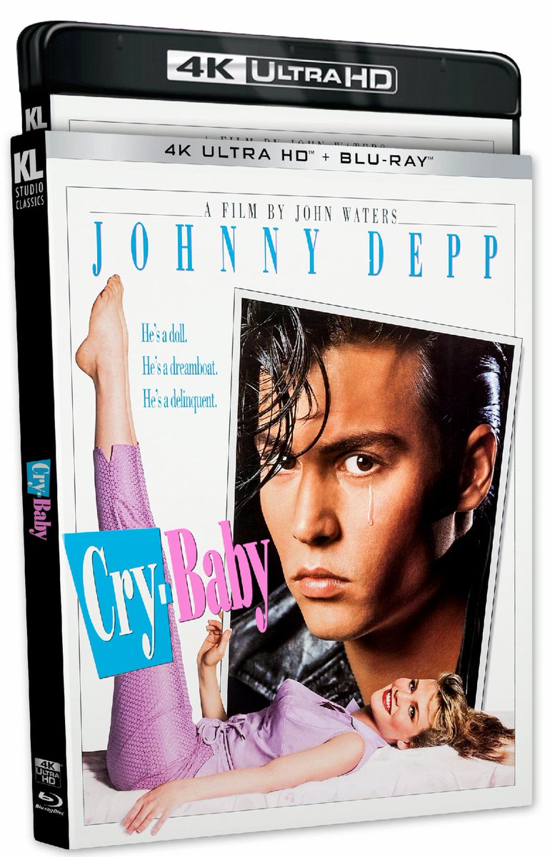 Kino Lorber just announced the 4K UHD+ Blu-ray release of the John Waters 1990 musical comedy CRY-BABY, starring Johnny Depp coming 5/28. Features theatrical and director's cuts, new commentary, new interviews, and new featurettes. @KinoLorber #4KUltraHD