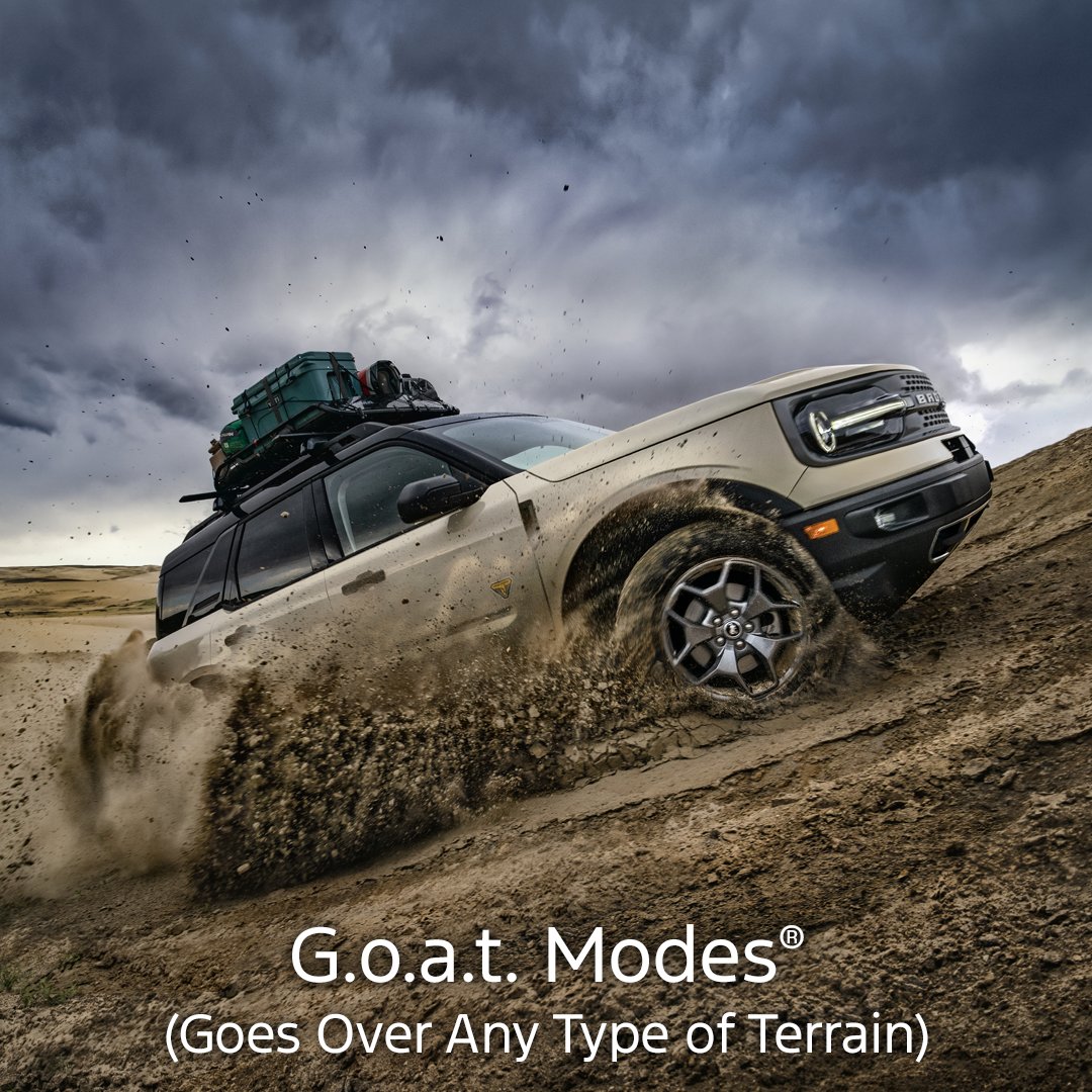Conquer any terrain with the 2024 Ford Bronco Sport and its G.O.A.T. Modes! Experience versatility and performance like never before. #FordAdventure #GOATModes #SteetPonteFord