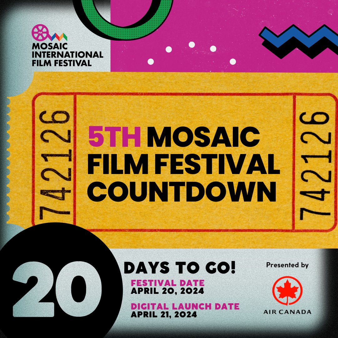 Countdown begins! 20 days until the 5th Mosaic Film Festival at the Canadian Museum of Immigration @Pier21 on April 20! Special thanks to our presenting partner @aircanada. For more info, please click here: loom.ly/h1gW6LM #MosaicFilmFest