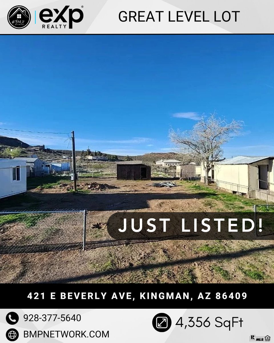⭐⭐ JUST LISTED! ⭐⭐

More Info: go.bmphomes.com/uy9t

Kingman, AZ

 #RealEstate #Realtor #ForSale #LandForSale #LotsForSale #BuildYourDreamHome #eXpRealty #NewListing #Property #BMPNetwork